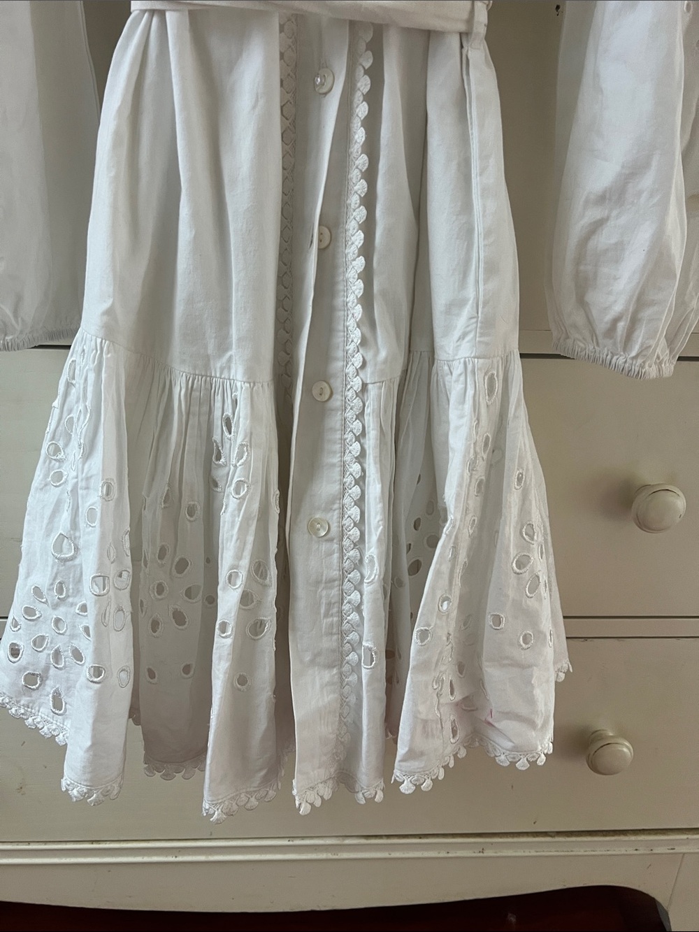Avec Les Filles White Eyelet Long-Sleeve Button-Front Dress - Picture 7 of 12